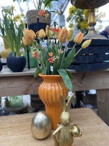 Zijden tulpen, per 5, oranje - afbeelding 1