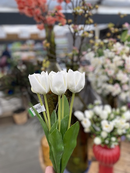 Zijden tulpen, per 5, wit - afbeelding 2